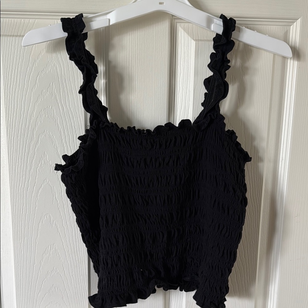 Black Ruffled Women's Top